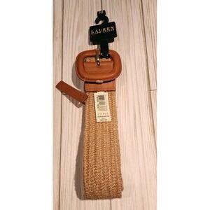 Lauren Ralph Lauren Belt Natural Woven‎ Stretch Woman's Adjustable Sz: M 32.5"